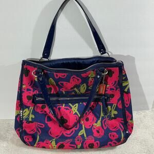 Coach Floral Coated Canvas tote with Patent Leather Trim Y2K 2012 Never Used